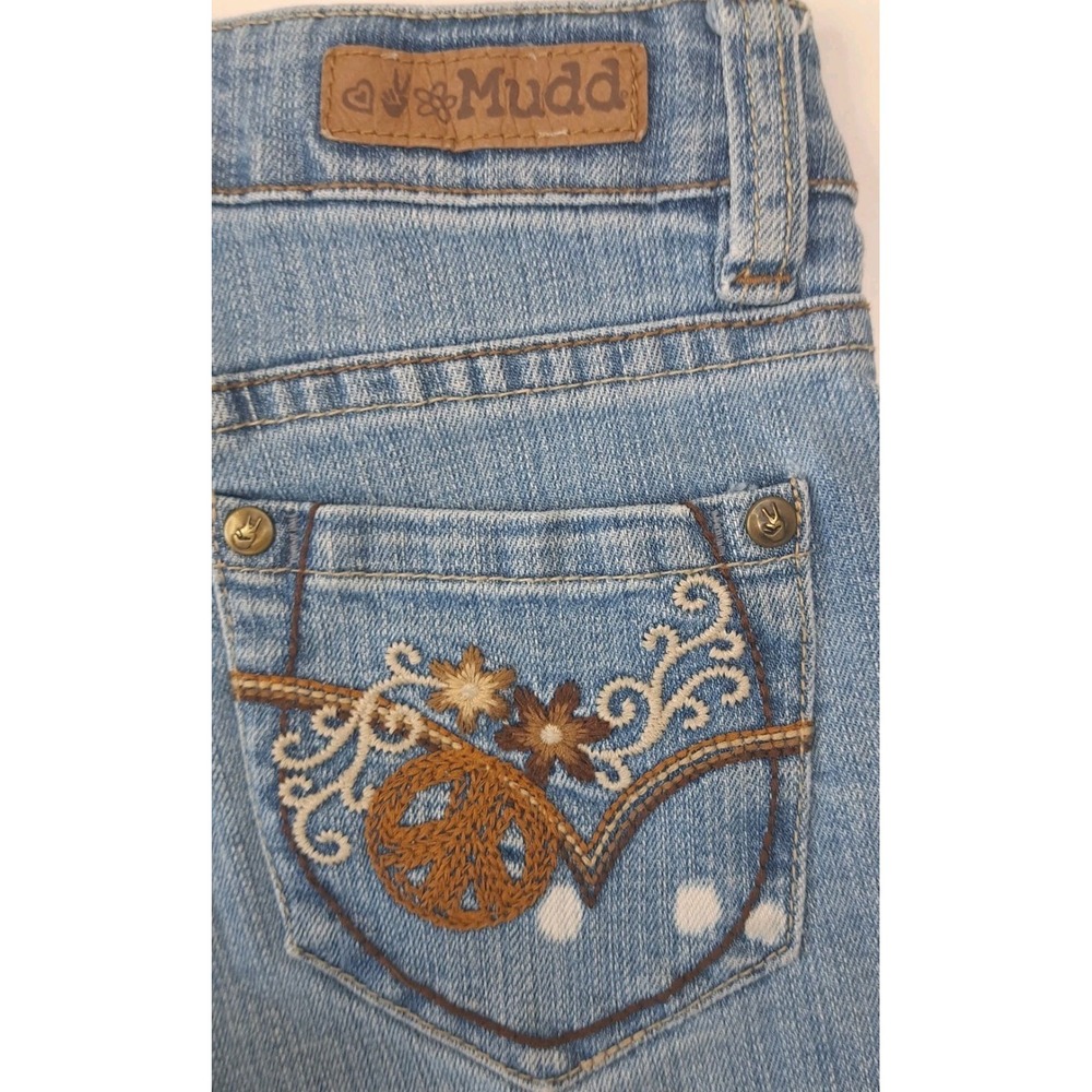 Mudd Embroidered Denim Shorts Girls 8 Boho Floral‎ Feminie - Picture 6 of 7